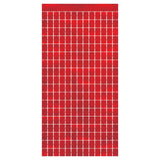 Metallic Square Foil Curtain - Red