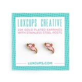 Enamel Stud Earrings -  Axolotl