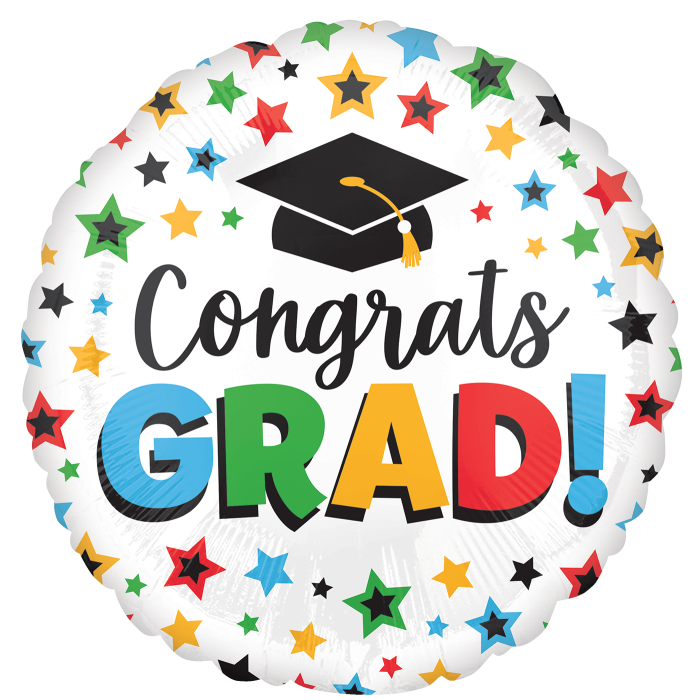 17" Stars & Cap Congrats Grad Foil Balloon