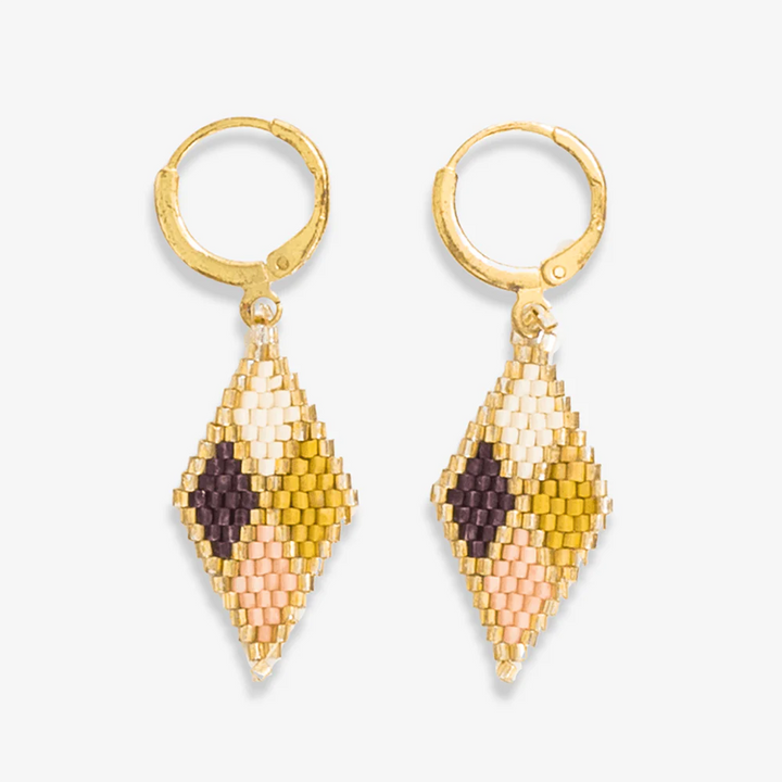 Ink & Alloy Earrings - Carmen Mini Diamond Pattern Beaded: Jaipur