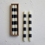 10" Unscented Taper Set of 2  - B&W Stripes
