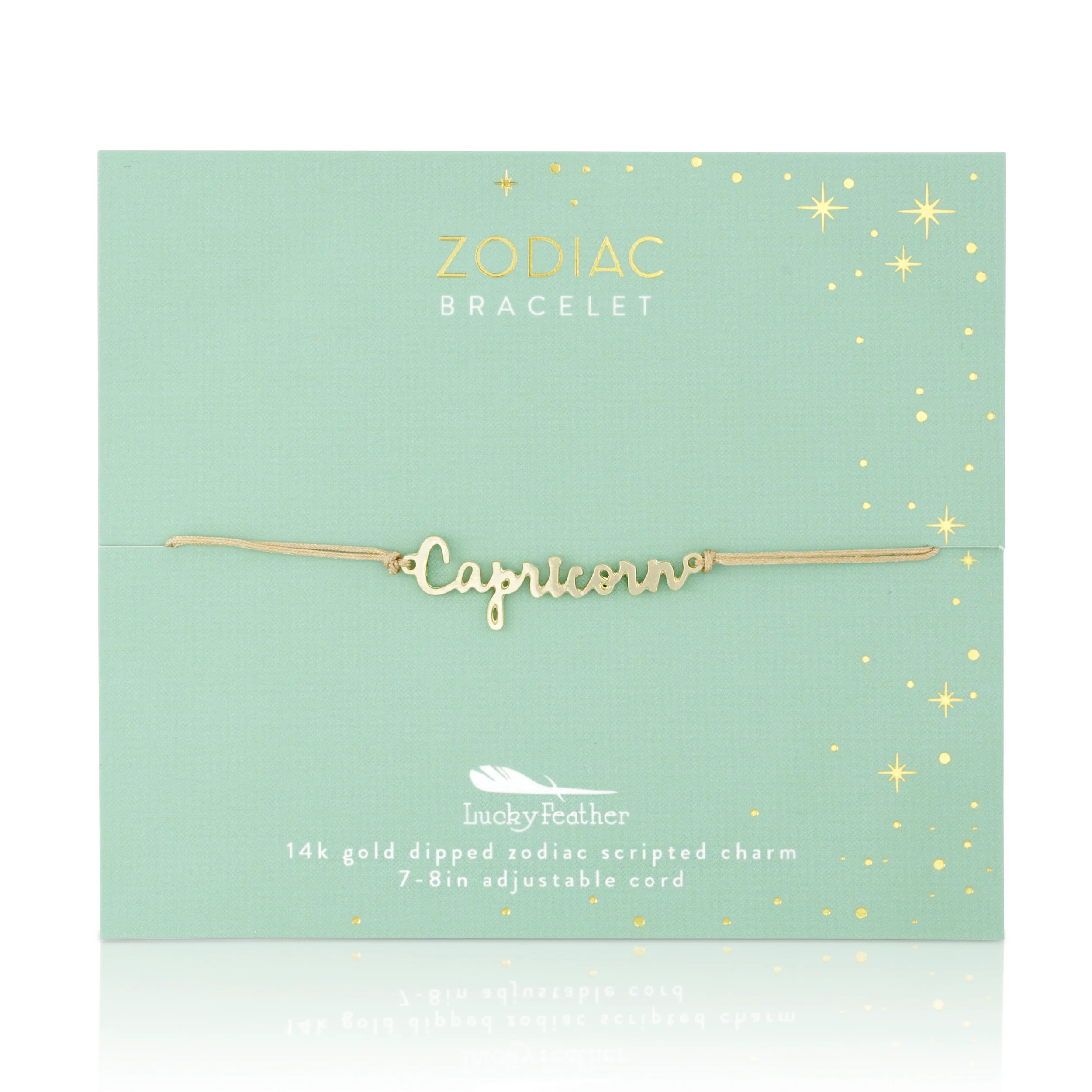 Capricorn script zodiac astrological gold bracelet