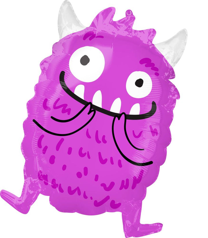 19" Happy Little Purple Monster Foil Balloon