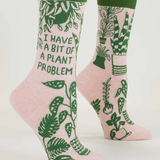 Blue Q Women's Crew Socks 'I Have a Bit of a Plant Problem'