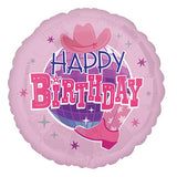 17" Disco Cowgirl Happy Birthday Foil Balloon