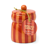 6.5 oz. Striped Cabana Candle w/ Lid -  Red/Coral - Spiced Apple