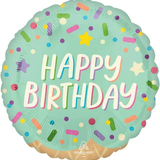 18" Ice Cream Happy Birthday Foil Balloon