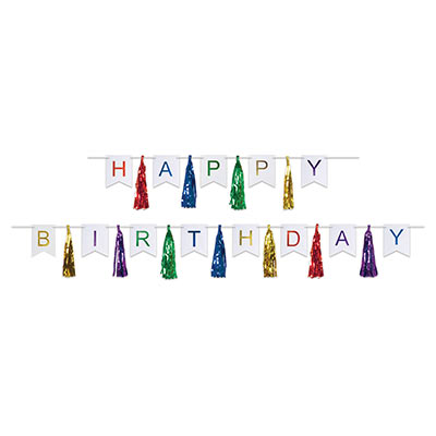 Happy Birthday Tassel Streamer Rainbow