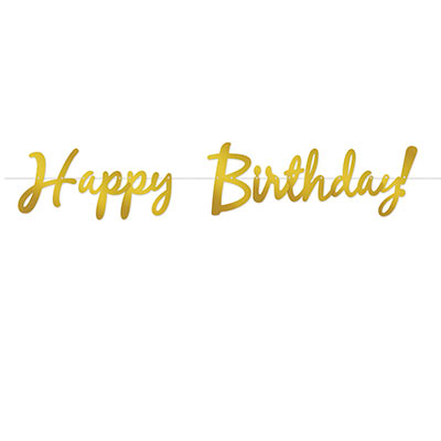 Gold Script Foil Happy Birthday Streamer