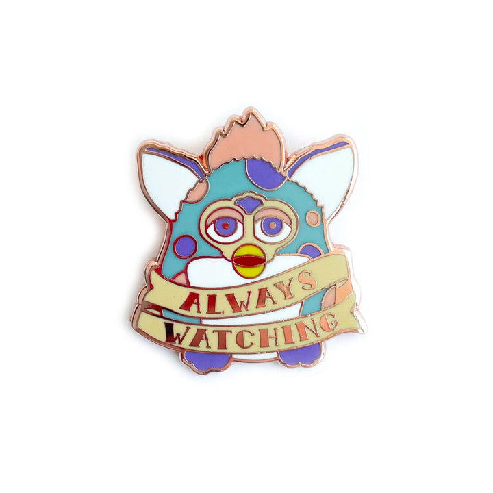 Kitty With a Cupcake Enamel Pin Always Watching Furby