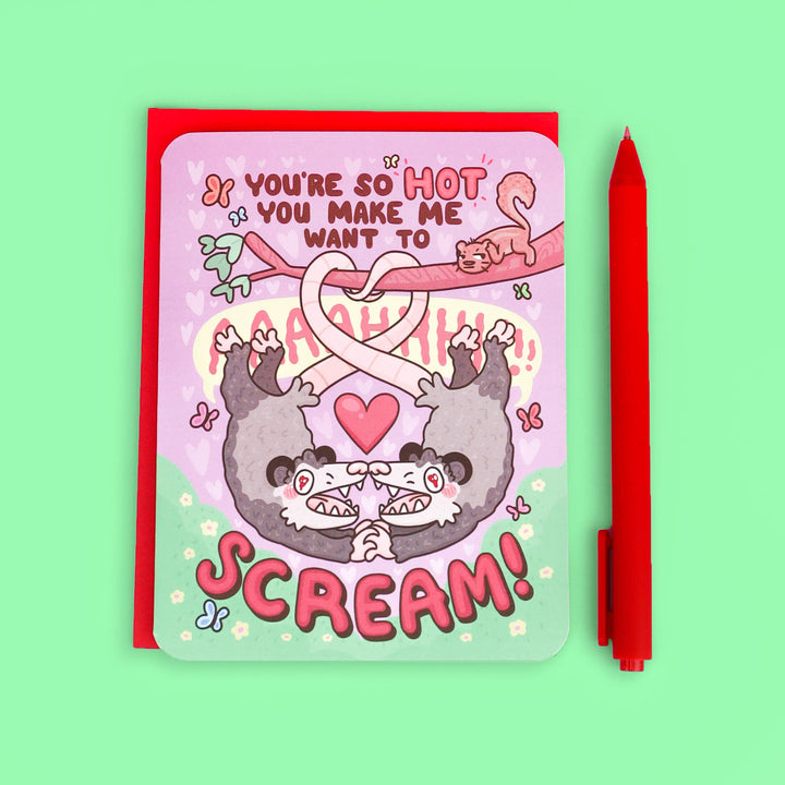 Turtle Soup Opossum Scream You're So Hot Valentine's Day Love Anniversary Card 
