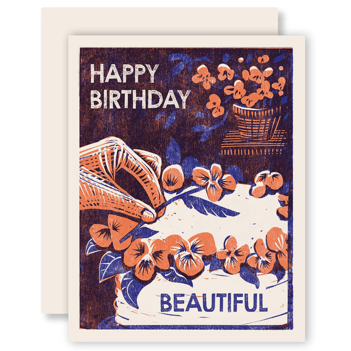 Happy Birthday Beautiful (Edible Flower Cake) Card