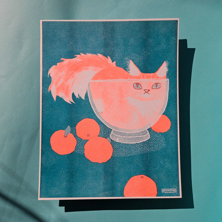 Bromstad Printing Art Print Orange Cat Bowl