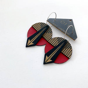 Geo: Red Basketweave Earrings