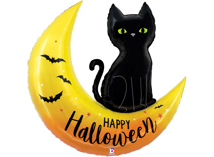 Halloween Cat and Moon Foil Balloon