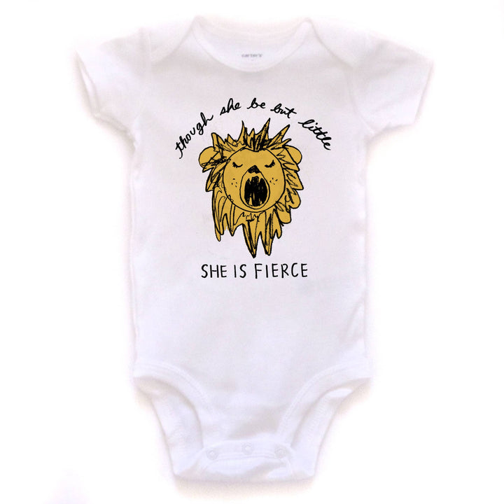 Though She is But Little, She is Fierce Lion Baby Onesie