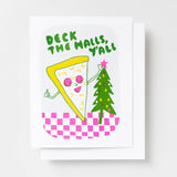 Deck The Halls Pizza Risograph Card