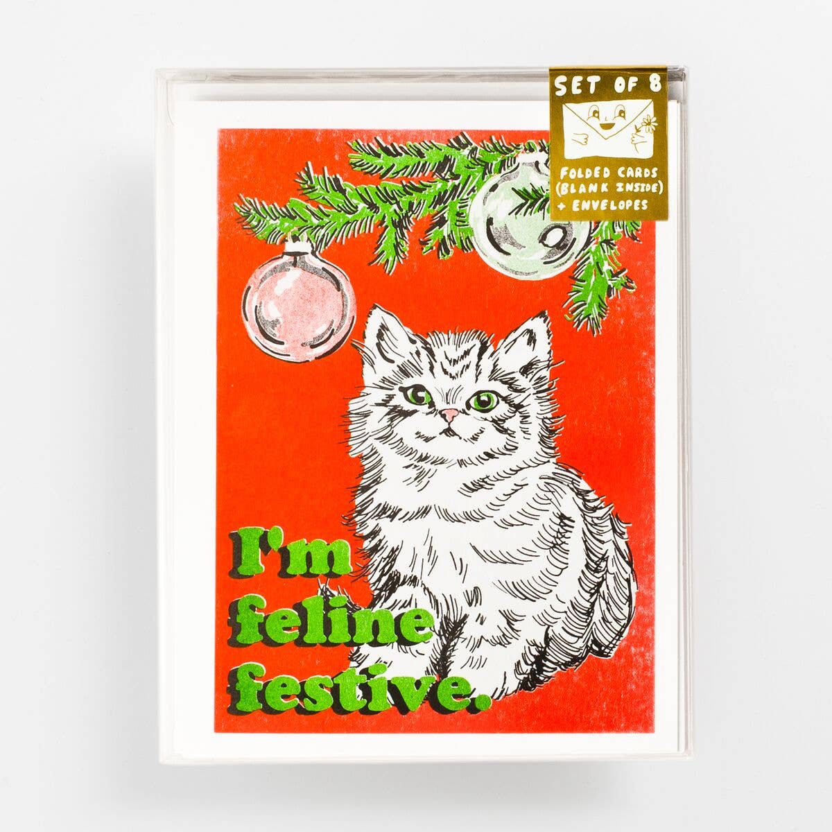 Risograph Feline Festive Holiday Card