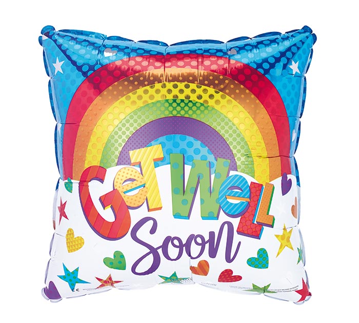 Get Well Soon Rainbow Square Balloon