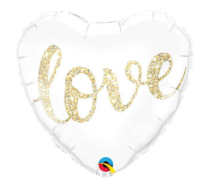 Glittering Gold Love Heart Foil Balloon