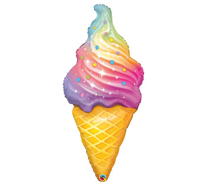 Rainbow Swirl Ice Cream Cone Shape Balloon