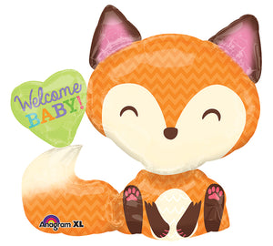 "Welcome Baby!" Fox Foil Balloon