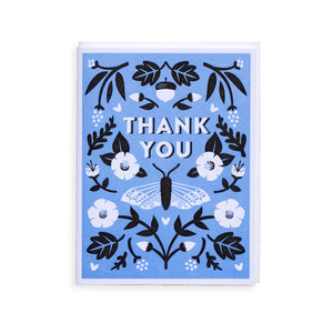 Botanical Moth Thank You Letterpress Card