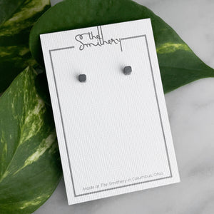 Tiny Cube Studs Dark Sterling Silver