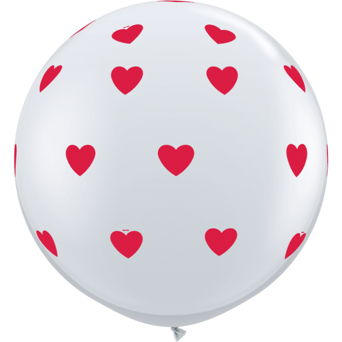 3' Jumbo Red and White Heart Latex Balloon