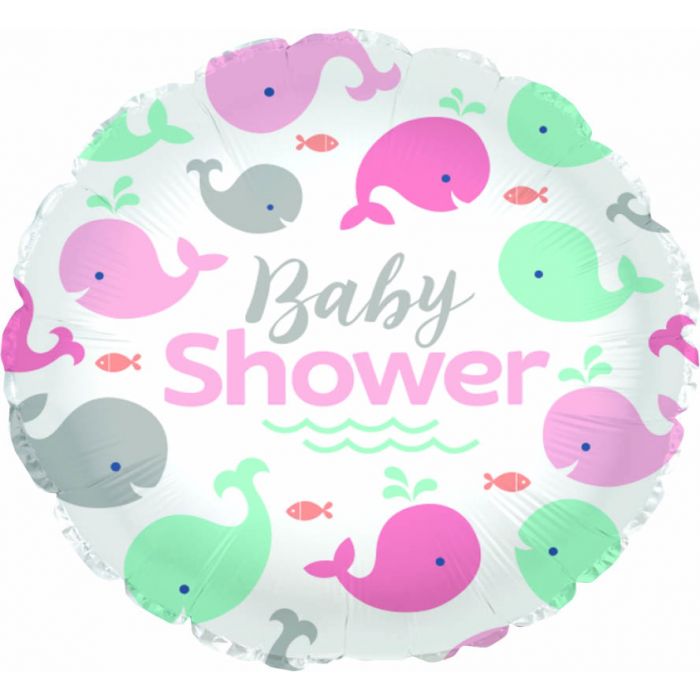 Pink Whale Baby Shower Foil Balloon