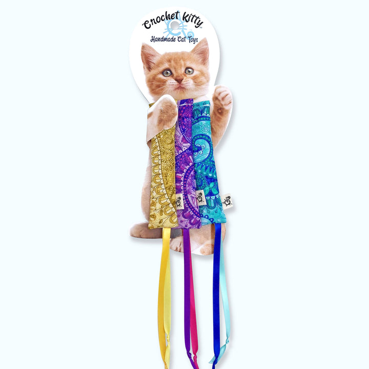 Crochet Kitty Crinkle Sticks With Ribbons Cat Toy