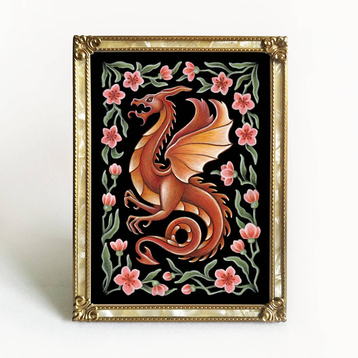 Dragon Art Print Folk Decor: 5x7