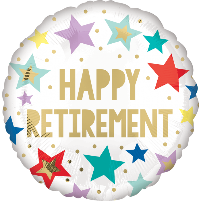 Retirement Stars White Foil Balloon