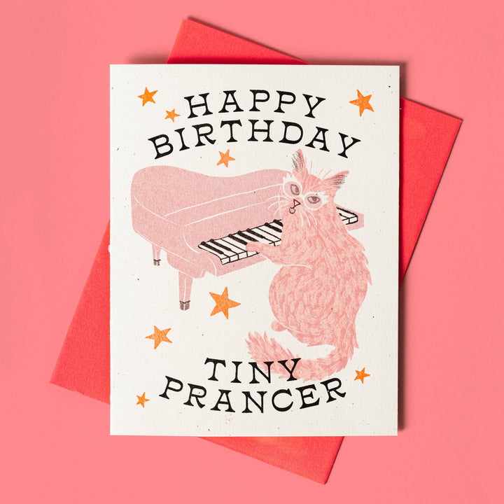 Bromstad Printing Birthday Card Tiny Prancer Elton Cat