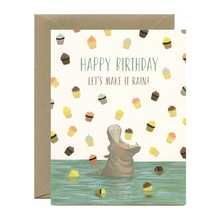 Hippo Cupcakes Birthday Card