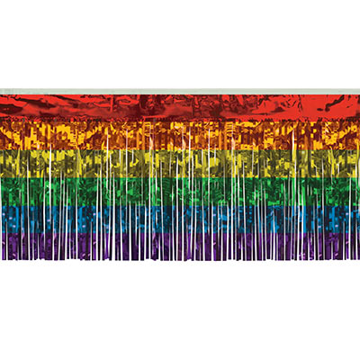 Rainbow Metallic Fringe Drape