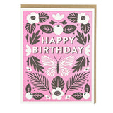Botanical Butterfly Birthday Letterpress Card