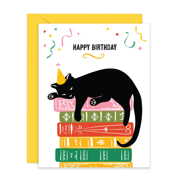 Happy Birthday | Cat & Books card
