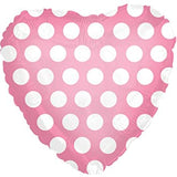 18" Pink and White Dot Heart Balloon