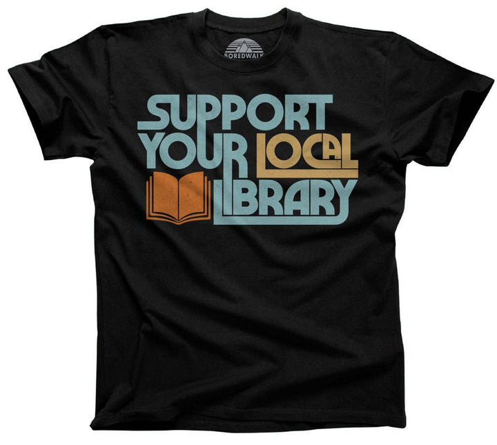 Boredwalk Support Your Local Library T-Shirt - Black