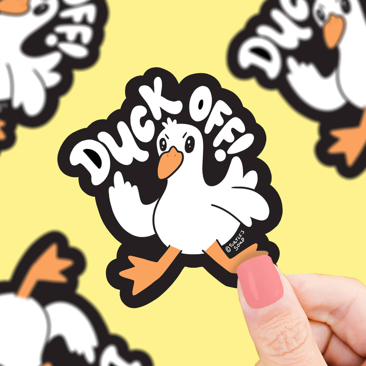Duck Off Funny Animal Flipping Off Bird Laptop Vinyl Sticker