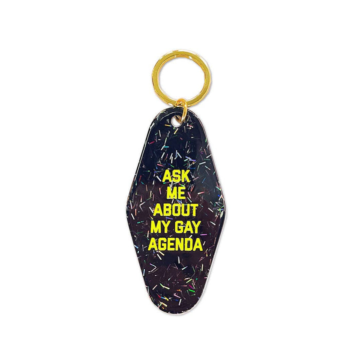 Golden Gems Hotel Keychain - Ask Me About My Gay Agenda