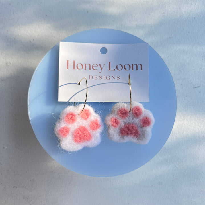 Honey Loom Designs Paw Felted Earrings