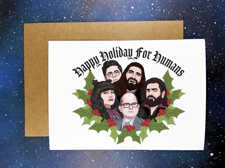 "Happy Holidays for Humans" Card - What We Do In The Shadows