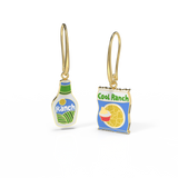 Cool Ranch Dressing Earrings - 18k Gold Gilt Enamel Earrings