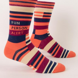 Blue Q Men's Crew Socks 'Fun Person Alert'