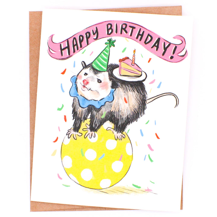 Amy Hartelust Birthday Card Opossum