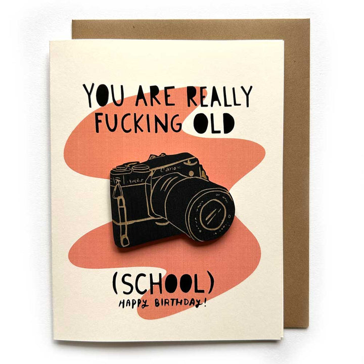 Old School - Camera Magnet w/ Birthday Card