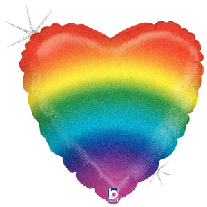 Glitter Rainbow Pride Heart Balloon