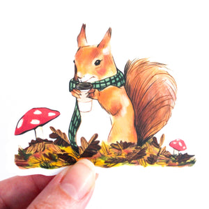 Basic Fall Squirrel Vinyl Sticker